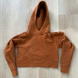 Lululemon Loungeful Cropped Hoodie Butternut Brown Fleece Size 2